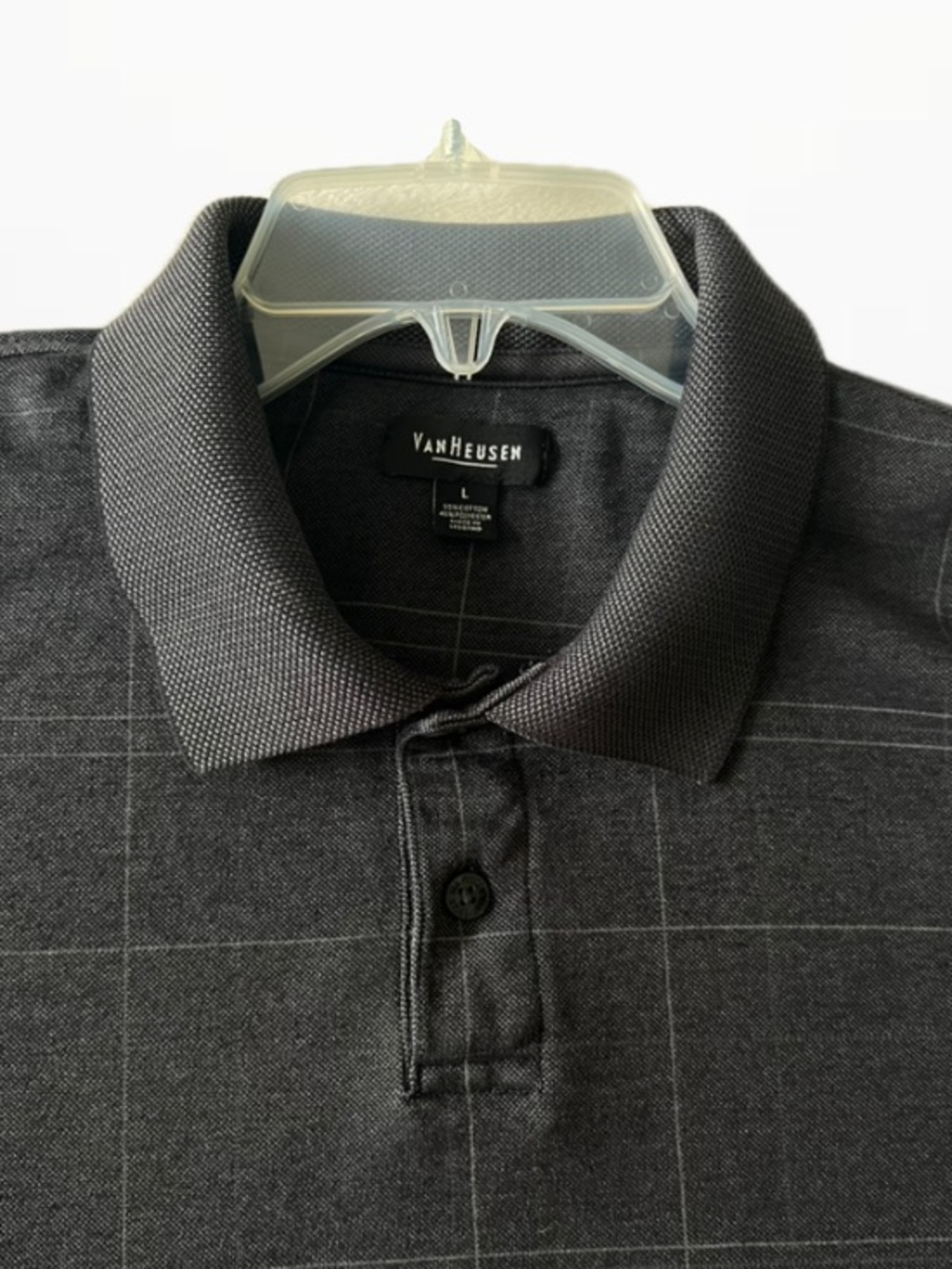 Van Heusen Charcoal Windowpane Polo